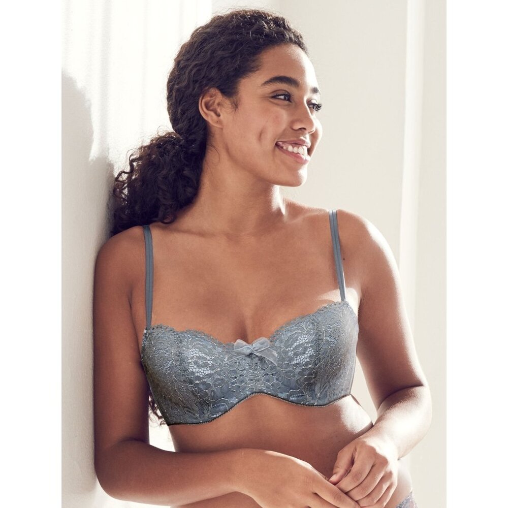 B.tempt'd by Wacoal 953144 Ciao Bella Balconette Bra Lace Light Blue 34D NEW
